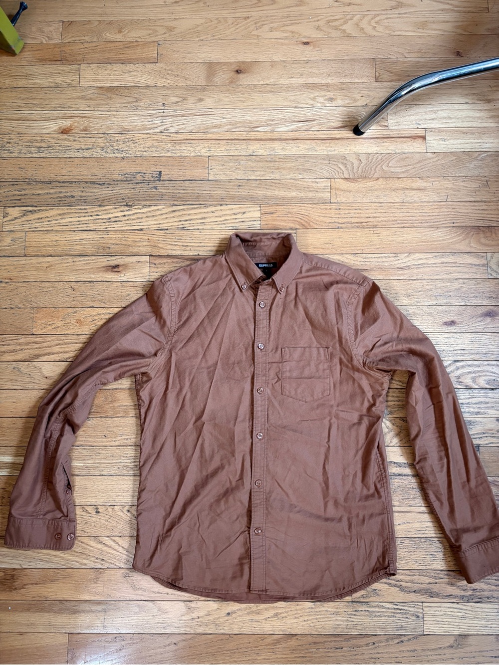 Express Men's Button-Down Shirt in Rust Brown
